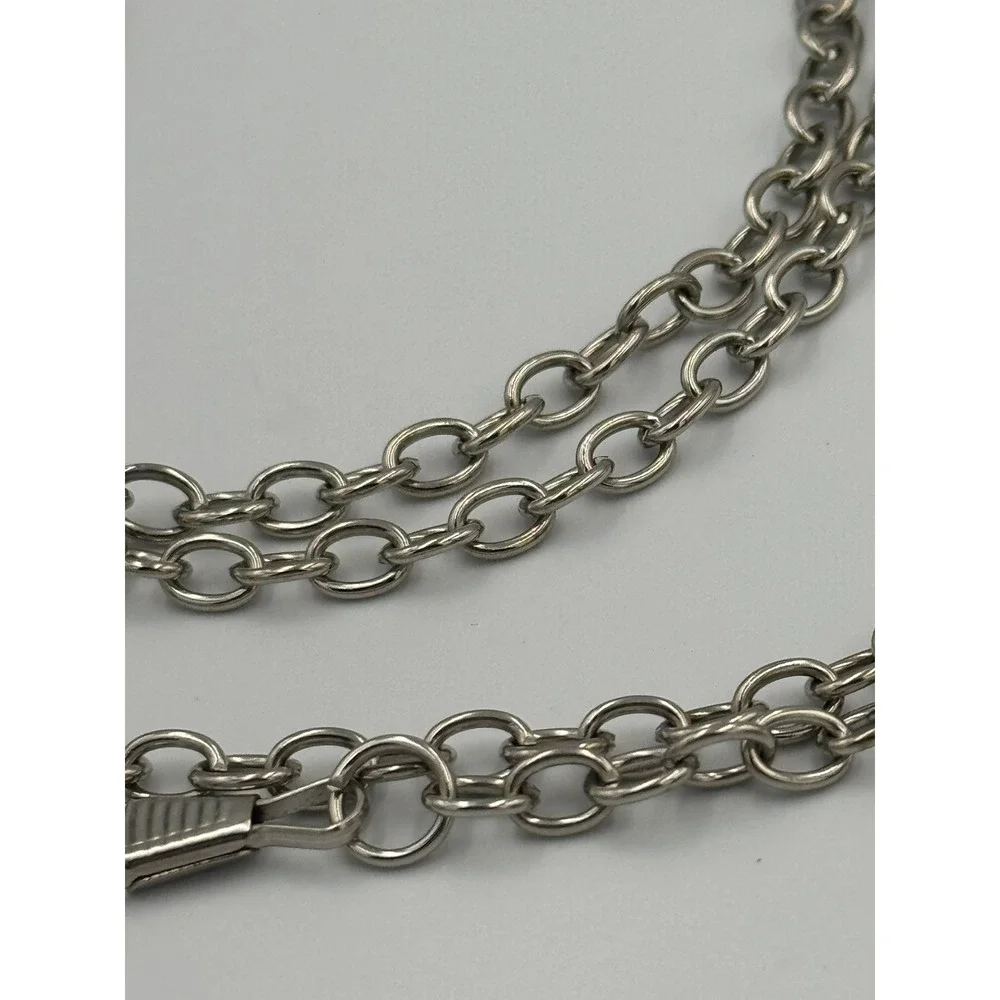 Silver Tone Strand Oval Link Belt Chain Y2K‎ Streetwear Glasses Purse Chain 48